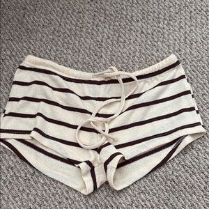 Edikted Cream and Black Striped Pajama Shorts